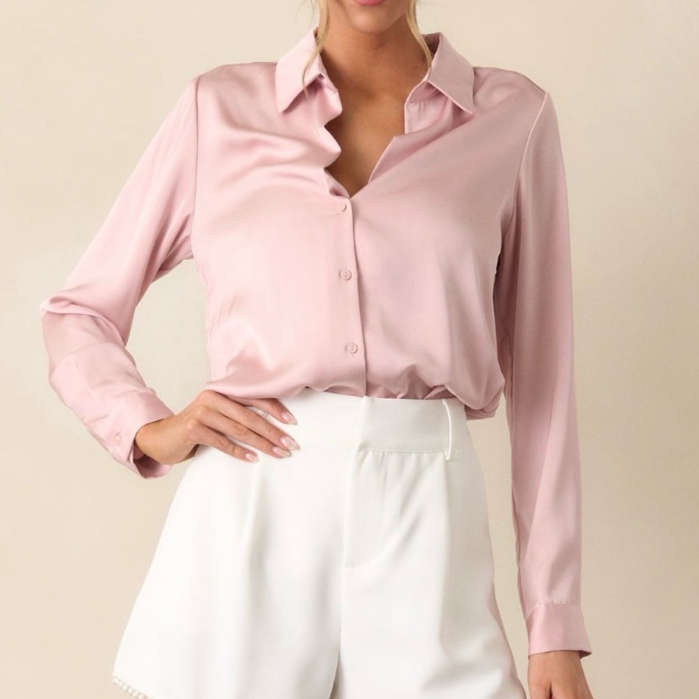 Dynamite Pink Satin Blouse